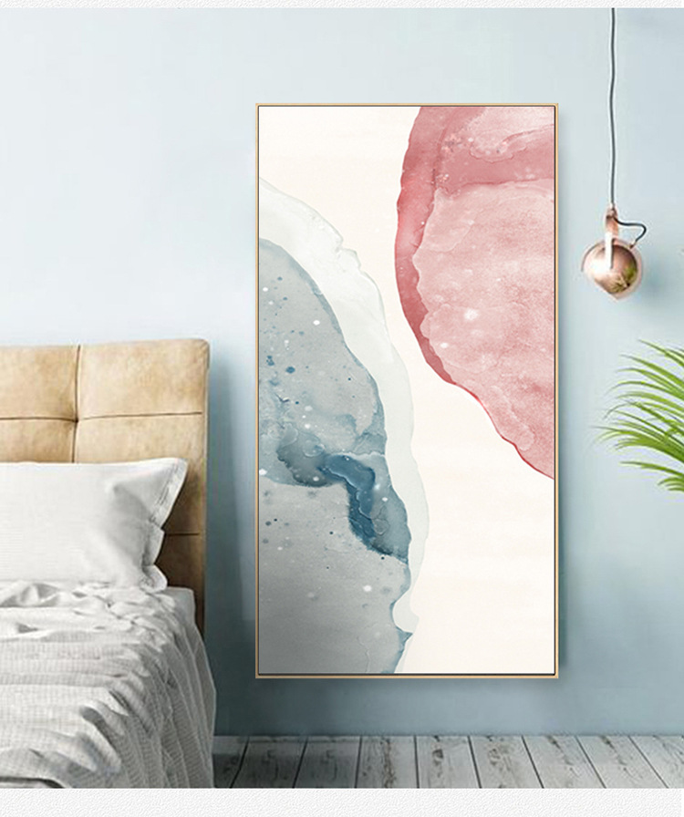 现代简约北欧玄关入户装饰画竖色块水彩抽象挂画酒店走廊过道壁画