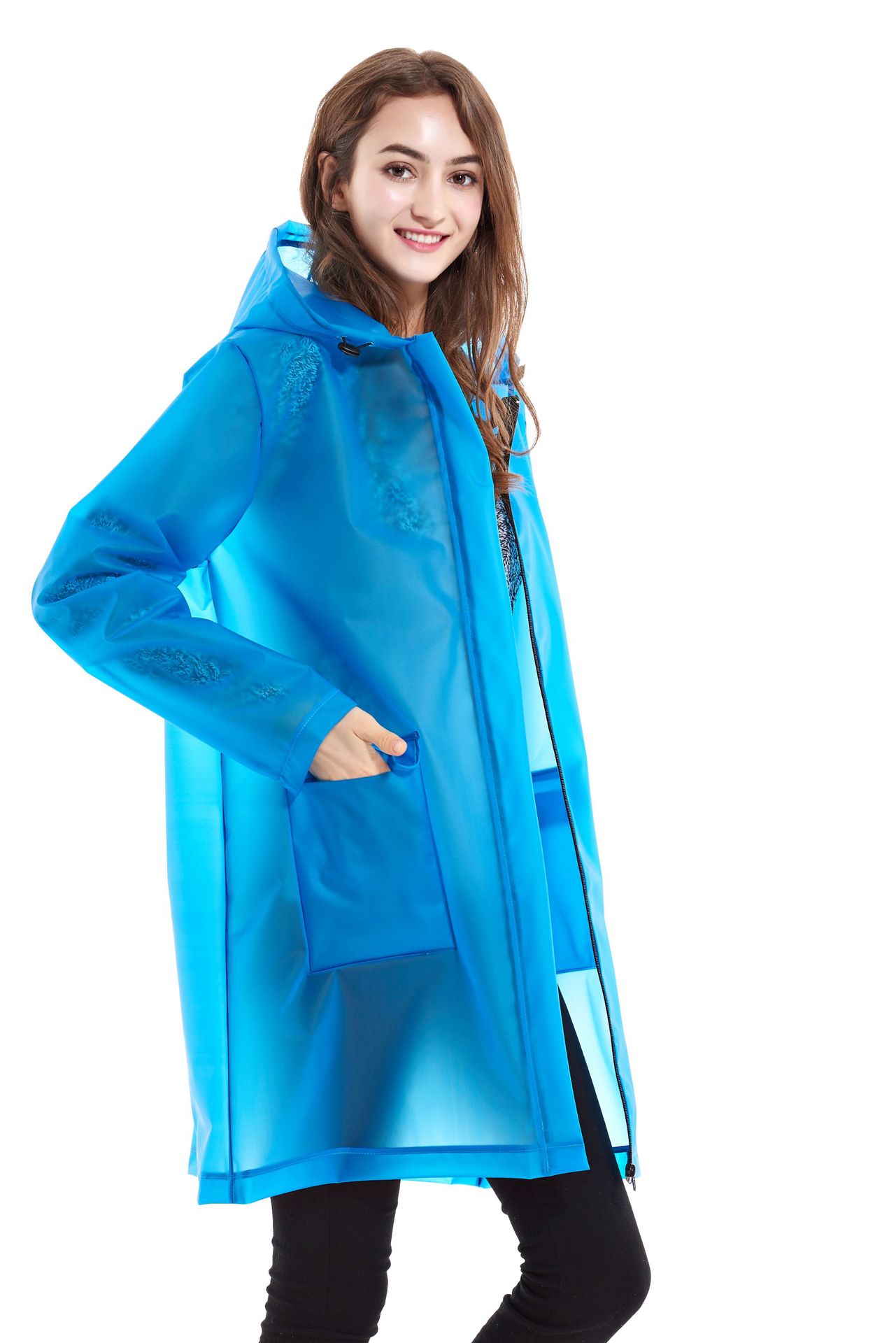 外贸雨衣厂家定制出口欧洲tpu环保成人透明时尚女士户外雨衣夹克