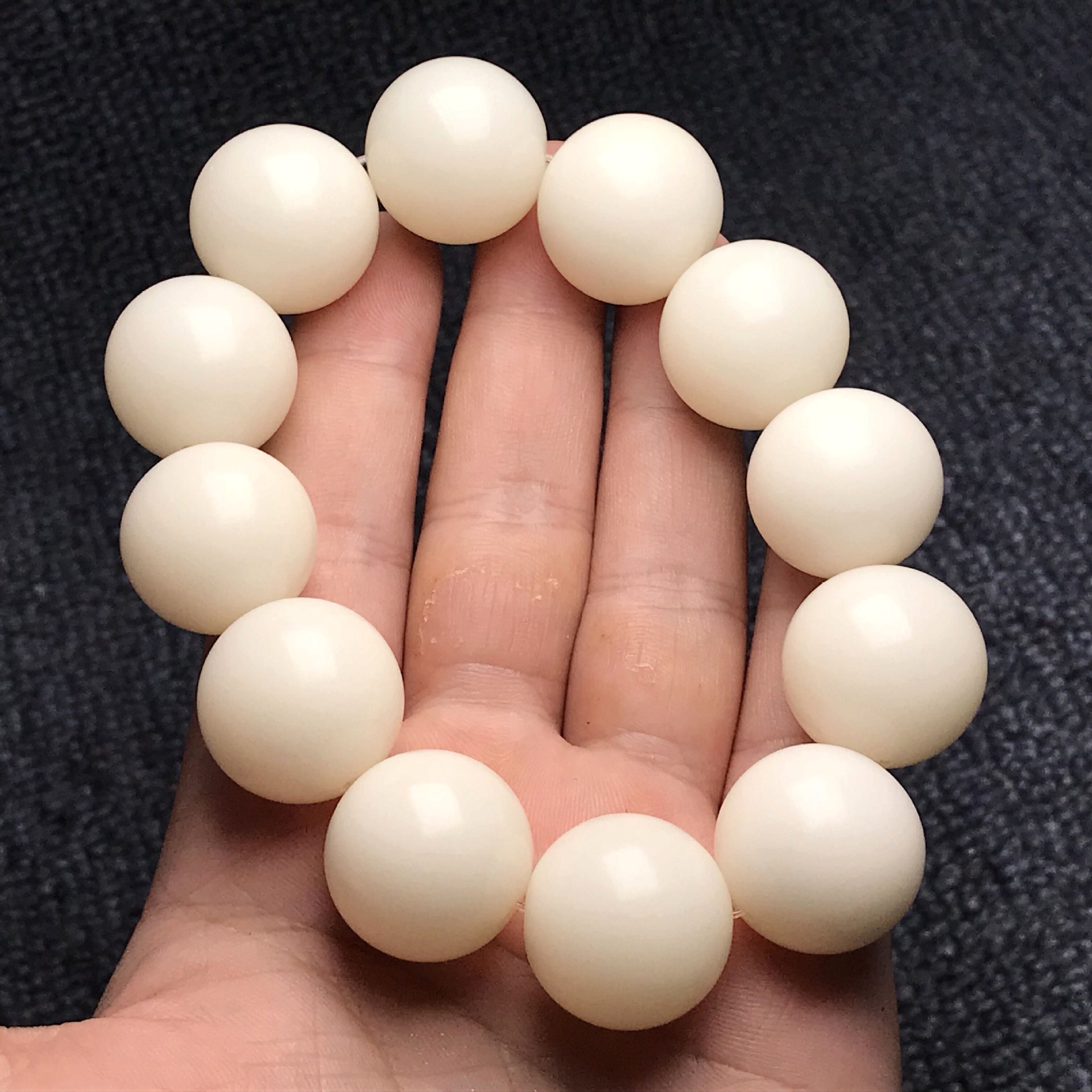 天然白菩提根单圈佛珠念珠顺白大白玉菩提子乳白色圆珠手串手链