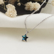 s925银星星项链女小众设计彩绘五角星轻奢镶钻五角星吊坠锁骨链
