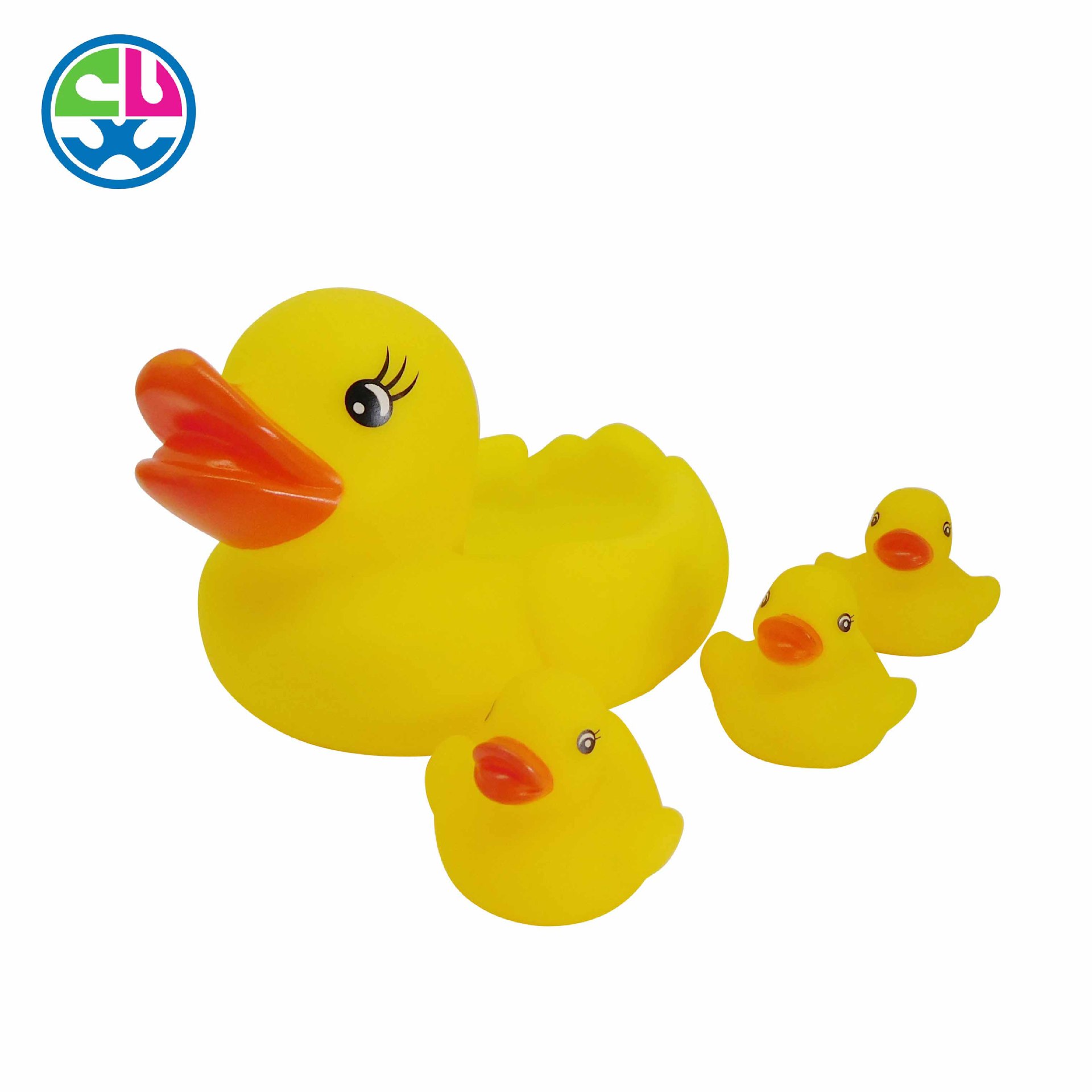 pvc搪胶亲子鸭 捏捏叫戏水喷水鸭玩具 搪胶鸭子 可来图定制logo