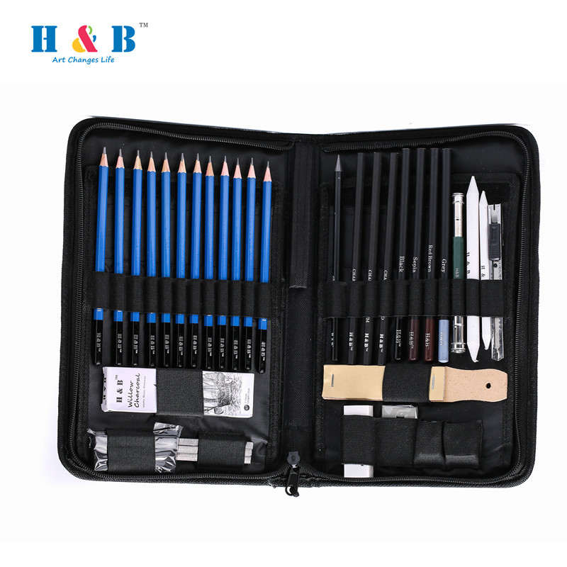 h&b40件绘画套装 素描套装铅笔工具包美术文具用品跨境亚马逊爆款
