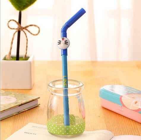 Factory Direct Sales Stationery Straw Shape Gel Pen Cute Student Ball Pen Learning Office Signature Pen