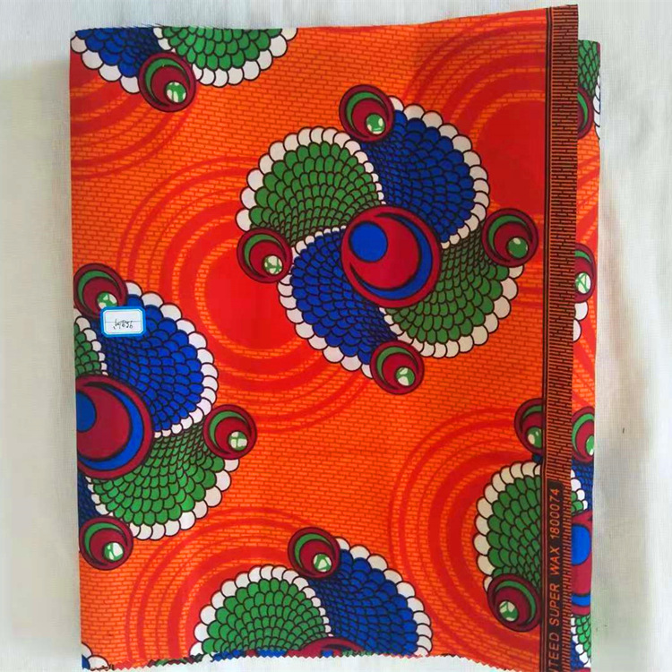 蜡印布全涤 双面印花 非洲wax105克轧光/压花服装布