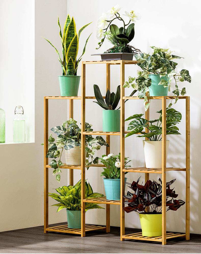 木马人阳台花架子多层室内实木客厅落地式多肉绿萝盆置物架省空间