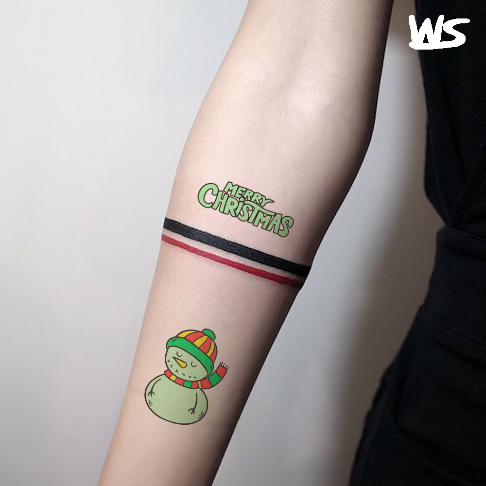 新款 儿童卡通圣诞节荧光夜光纹身贴纸 防水环保发光纹身贴定制