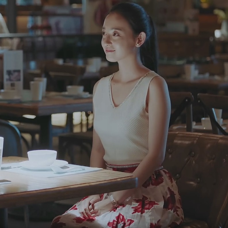 恋爱先生徐乐同款连衣裙中长裙碎花钉珠无袖背心裙v领夏季夏装