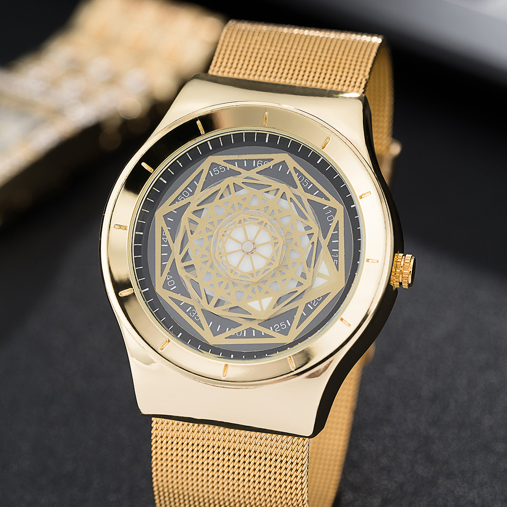 新款网带中性手表 个性六芒星大表盘图案腕表 韩流学生时尚手表