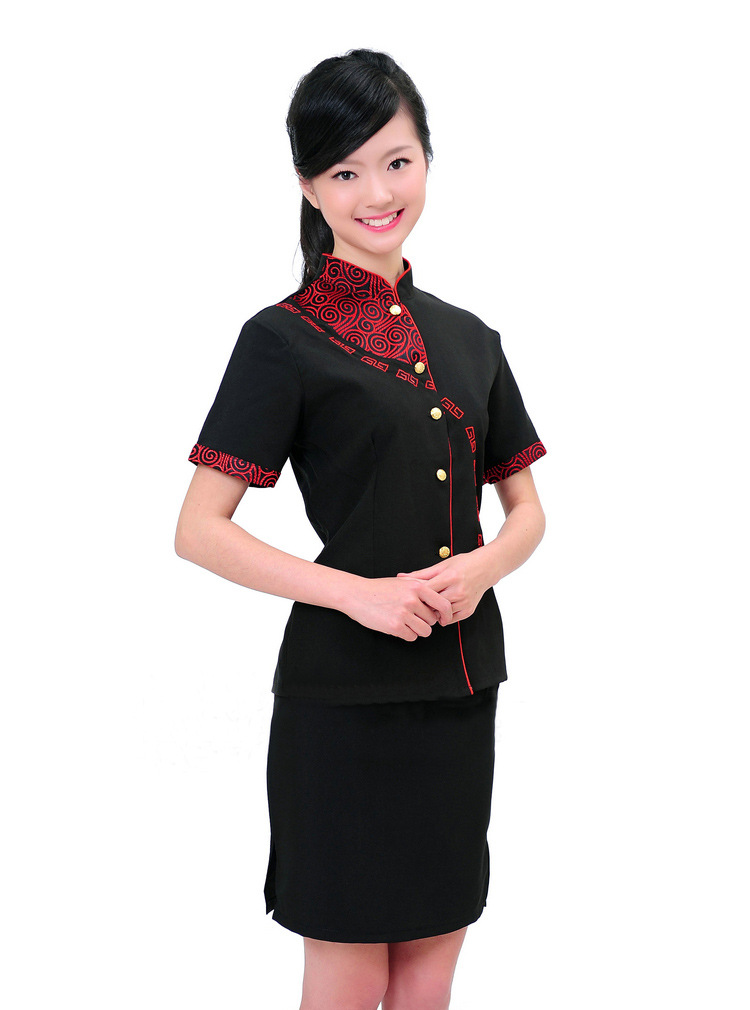 酒店工作服夏装女 餐厅服务员员工服装 星级餐饮茶楼制服短袖