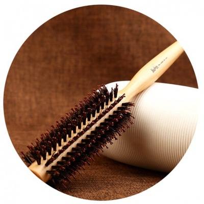 包包宝 猪鬃毛梳卷发梳子 滚梳吹直发梨花头造型梳圆筒梳子混批