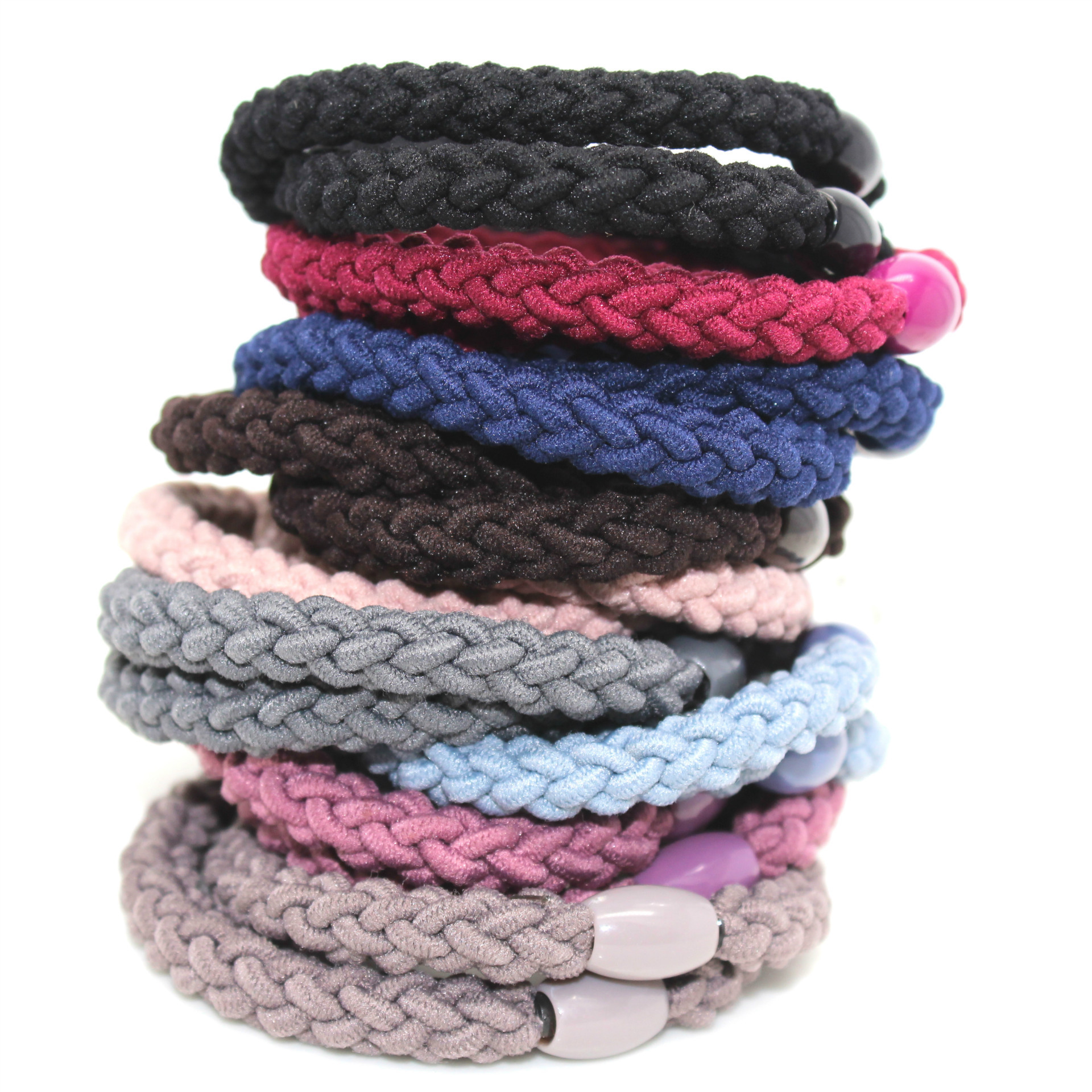 简约编织麻花辫圆珠橡皮筋发圈加粗基础款韩国头绳发绳头饰-阿里巴巴