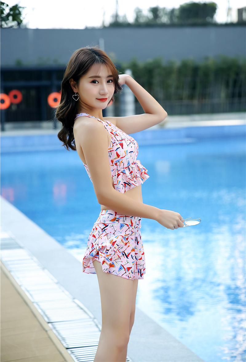一件代发新款特价女士分体泳衣少女可爱卡通性感显瘦小胸裙式平角