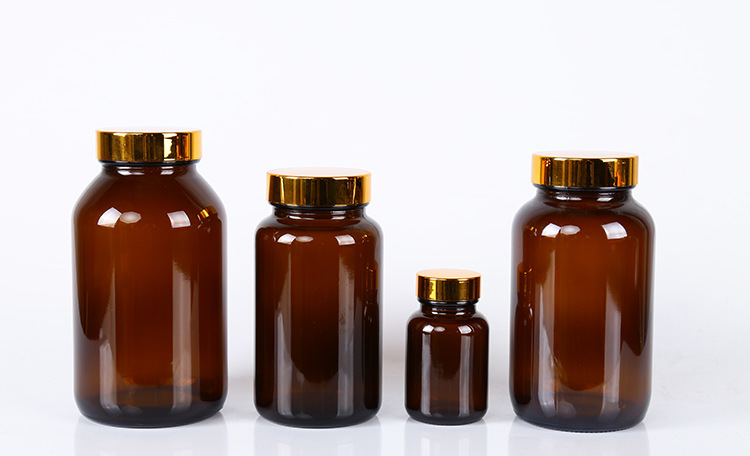 胶囊玻璃瓶广口茶色玻璃药瓶保健品瓶子避光密封玻璃罐 厂家批发