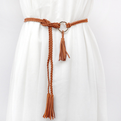 新款编织流梳细腰绳韩版蝴蝶结女士腰带连衣裙配饰百搭优潮家直销