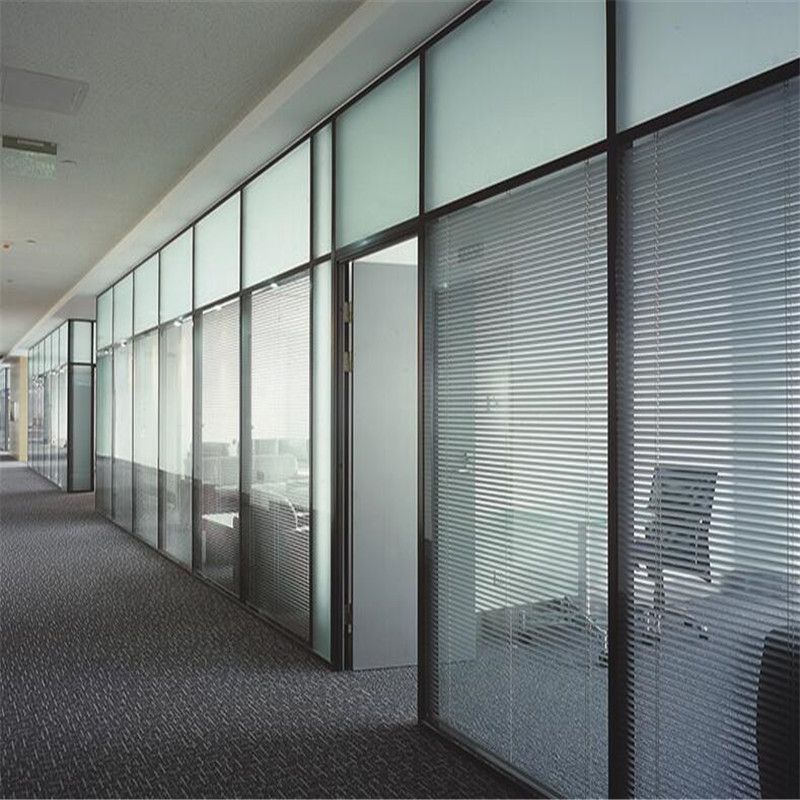 重庆办公室隔墙高隔间玻璃隔断墙厂家批发双层钢化玻璃内置百叶