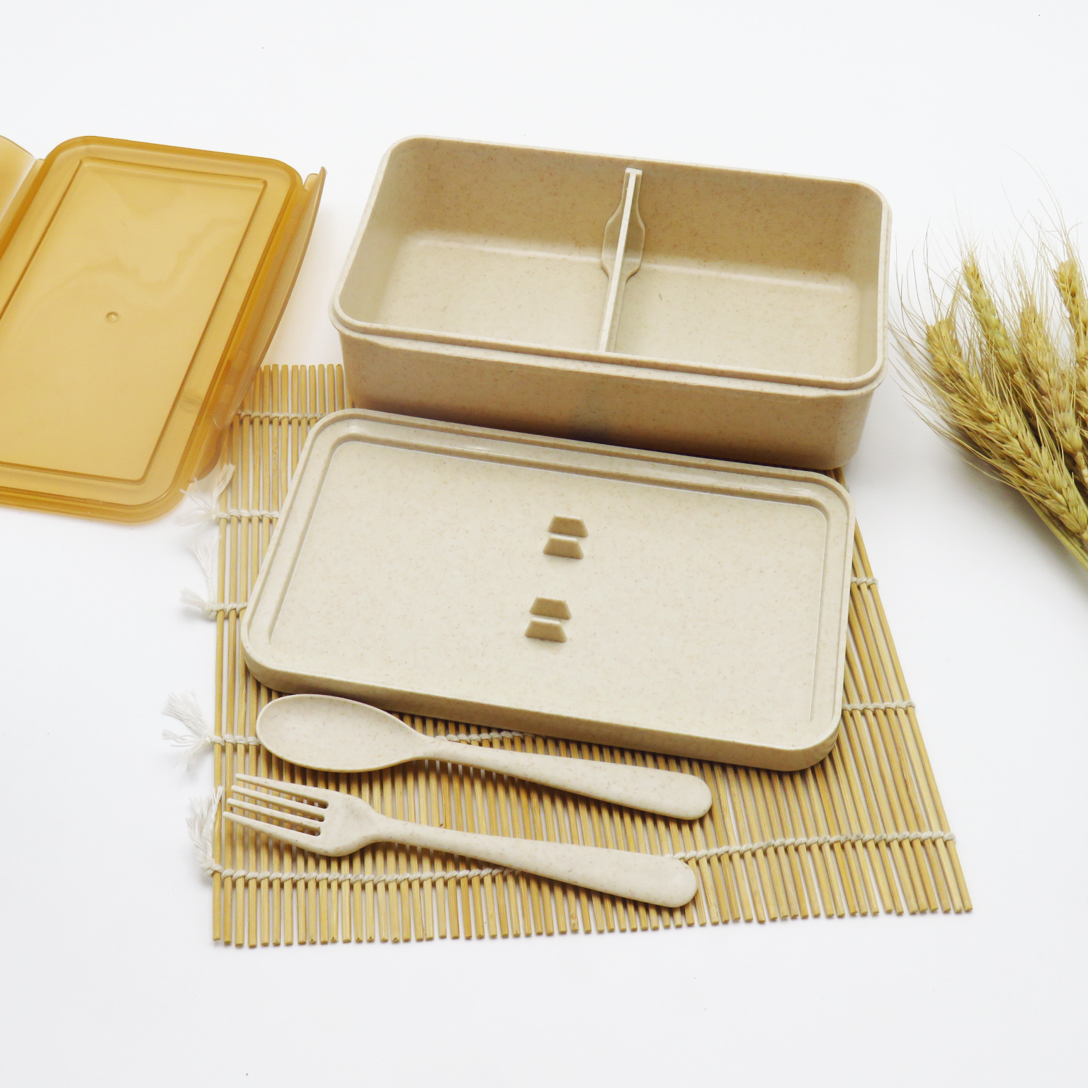 麦香饭盒 小麦秸秆餐具套装 高级定制饭盒 上班族便当盒 保温盒