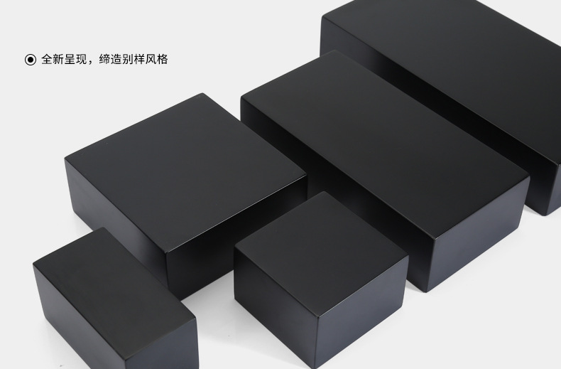 新款饰品展示架黑色哑光方块橱窗摆件陈列珠宝道具耳环项链首饰架