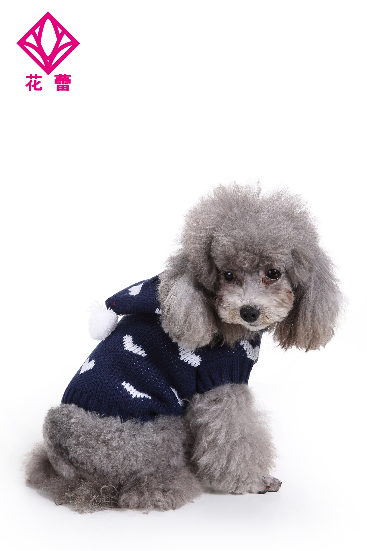 狗狗毛衣 宠物衣服 泰迪衣服 深蓝色爱心图案