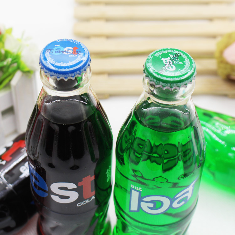 泰国进口食品 est橙味可乐雪碧汽水碳酸饮料玻璃瓶250ml整箱24瓶