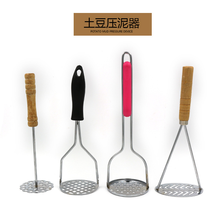 Factory Delivery Wooden Handle Double-Rib Potato Press Plastic Handle Manual Potato Press Triturator Creative Kitchen Gadget