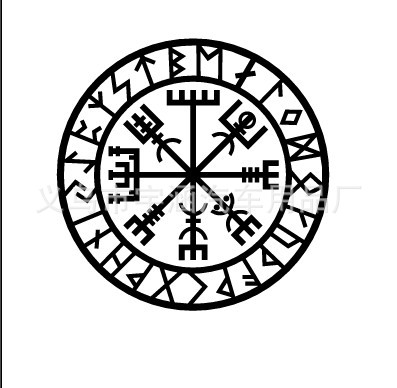外贸祈祷罗盘维京符号vegvisir车贴北欧神话维京符号图案反光车贴