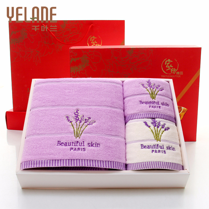 32-strand cotton fragrance lavender towels three-piece set gift set hand gift advertising printed embroidered logo