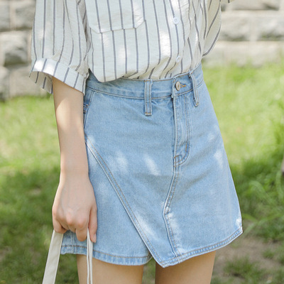 韩版女装裤裙女夏季2018新款百搭显瘦不规则半身裤裙(防走光)
