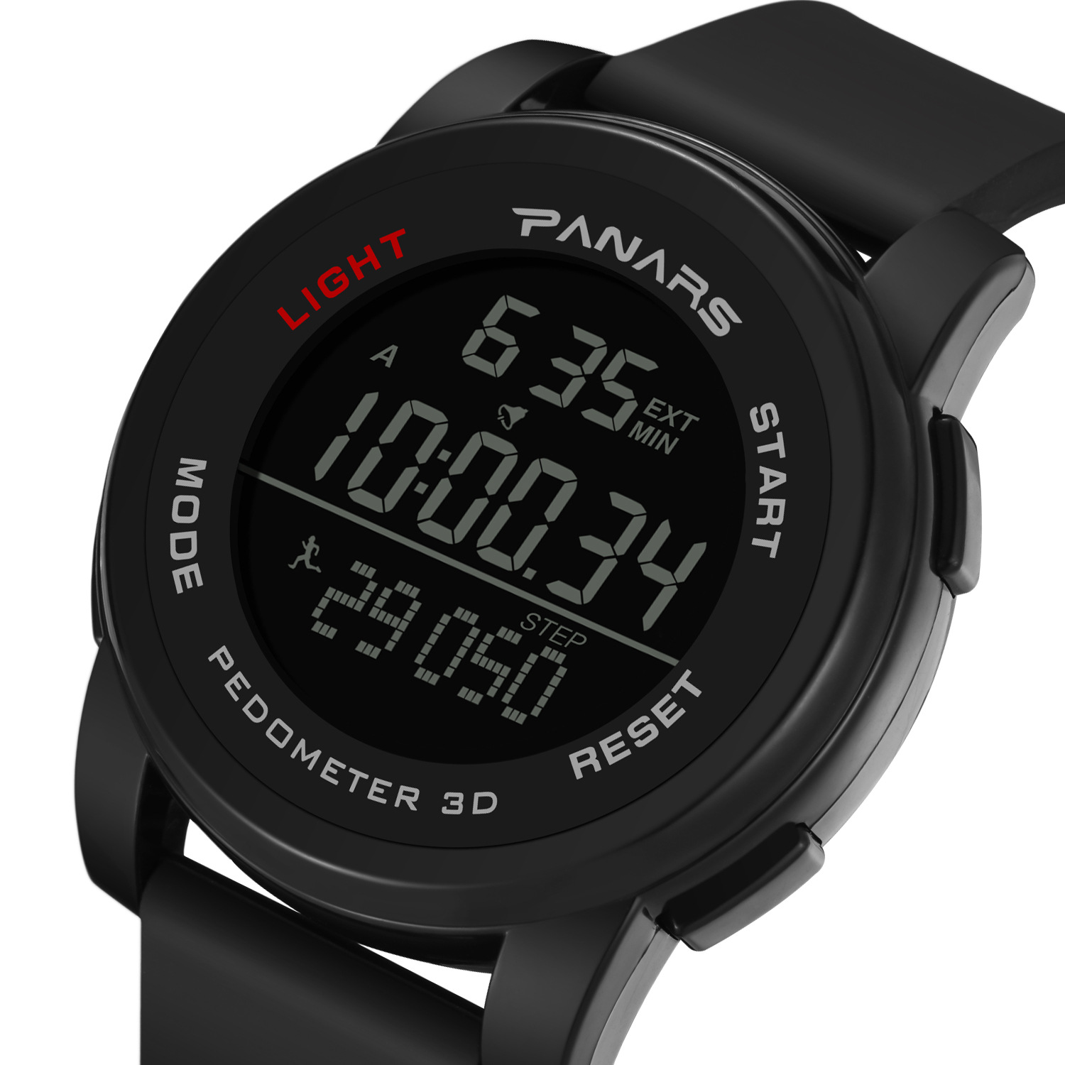 帕耐时潮流时尚新款电子表户外多功能夜光双时间倒计时男士电子表