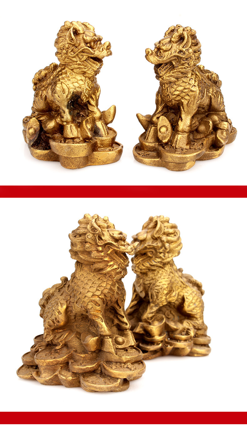纯铜纯铜精雕麒麟摆件财富公母事业大小号一对工艺品