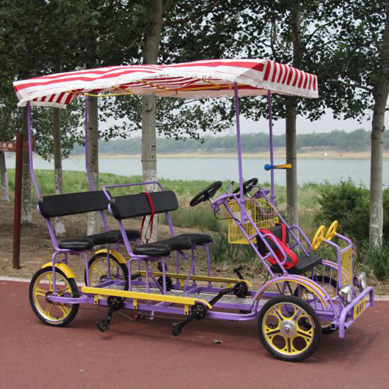 豪华四人多人情侣脚踏四轮景区出租观光自行车