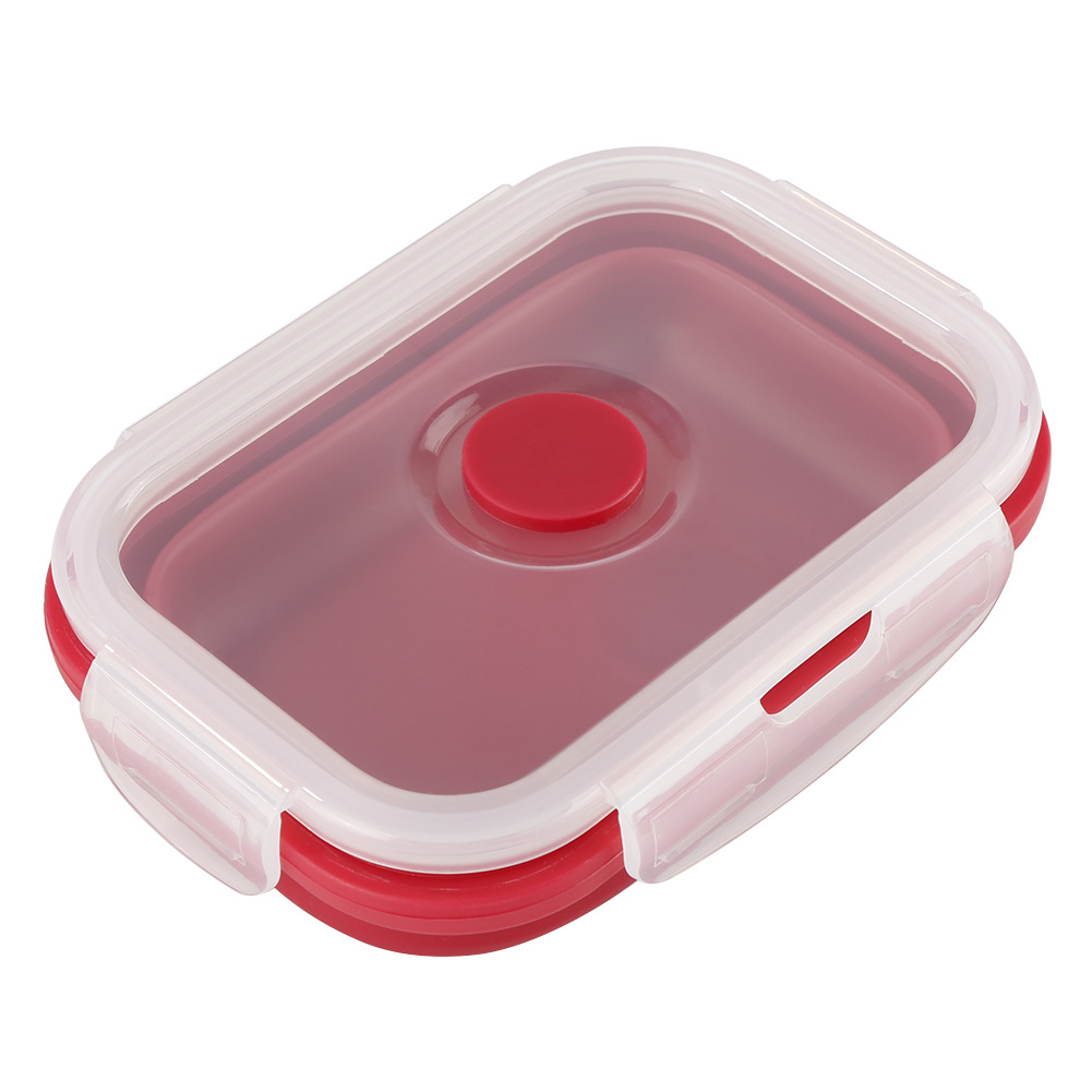 折叠饭盒微波食品级硅胶饭盒 可伸缩硅胶折叠餐盒 耐高温保鲜盒