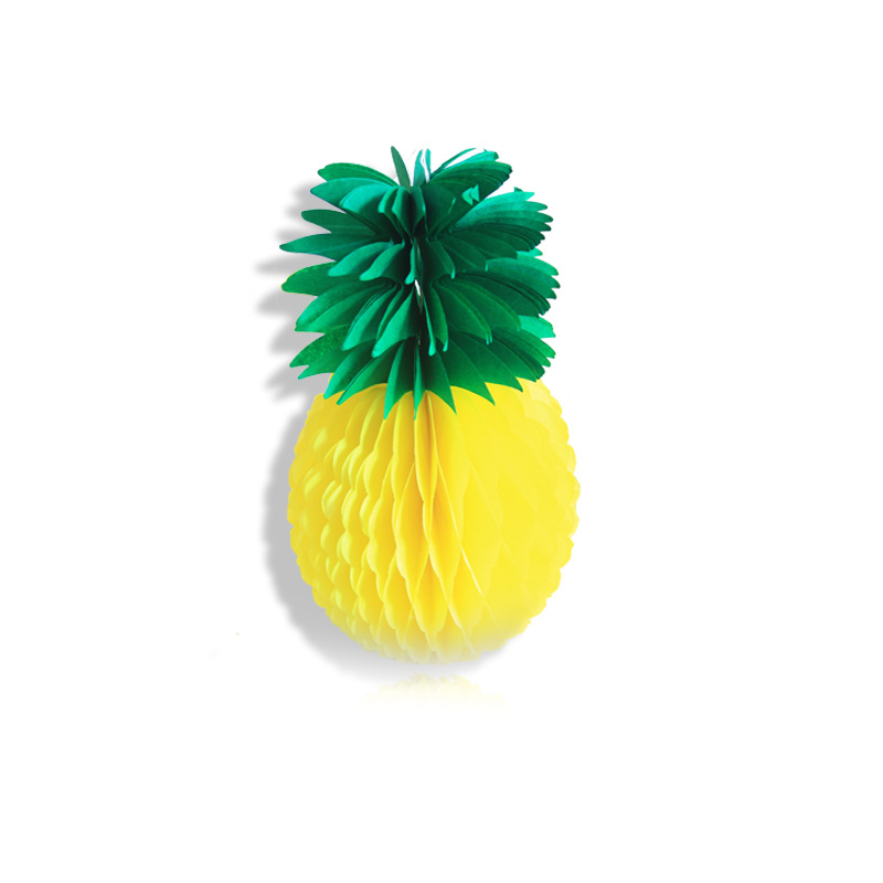 Hawaiian Style 20cm Pineapple Honeycomb Ball Fruit Shaped Paper Honeycomb Ornaments Pineapple Chinese Lantern Atmosphere Layout