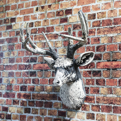 欧式鹿头壁饰 动物头酒鹿角创意复古做旧酒吧家居会所背景墙装饰
