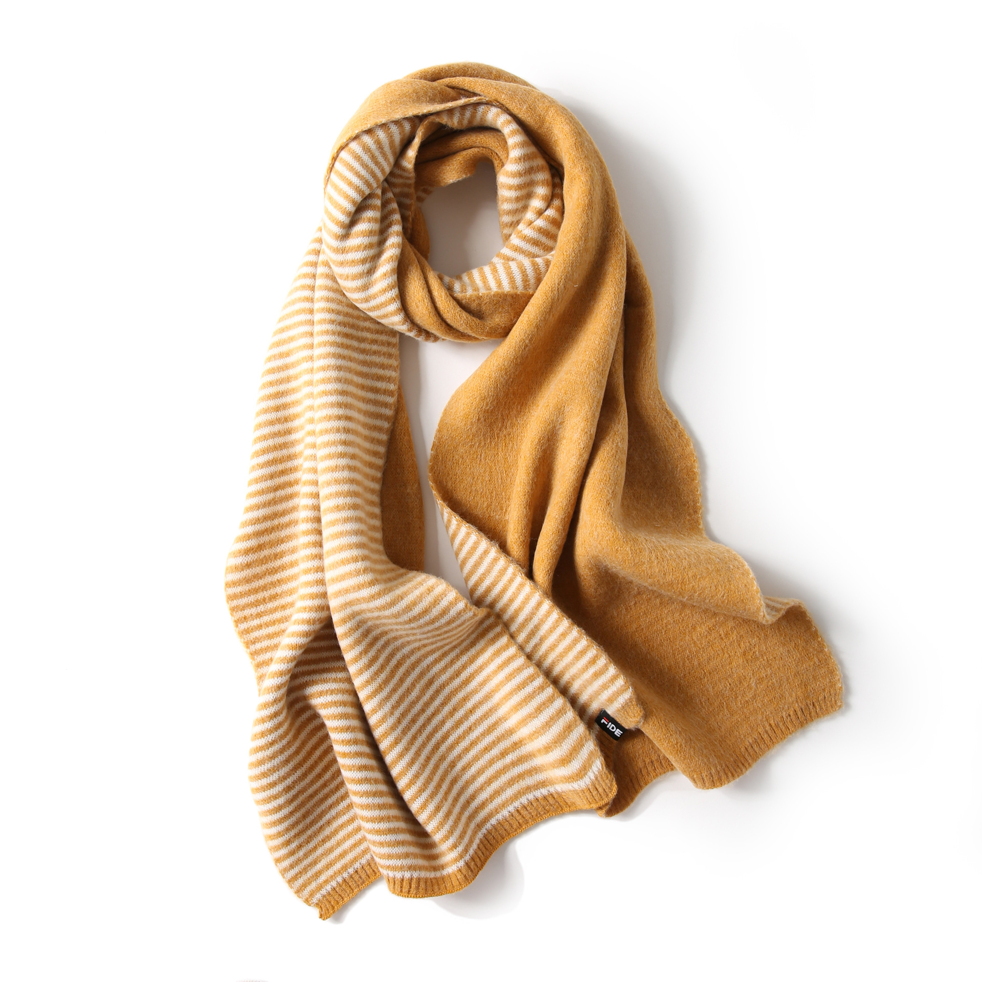 厂家直供日式清新细条纹针织围巾可爱保暖秋冬女士围脖韩版情侣款