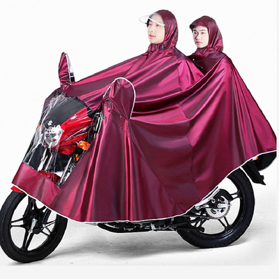 厂家批发双帽檐摩托车双人雨衣 加大加厚成人雨披骑行防水大雨衣