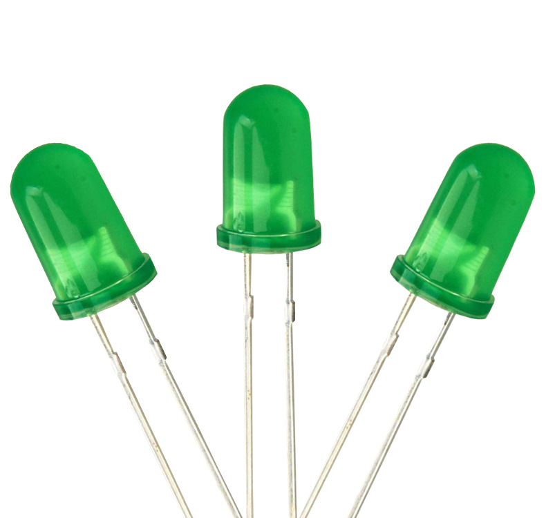f5圆头绿发普绿光led灯珠600-800mcd 5mm普绿光圆头led直插灯珠