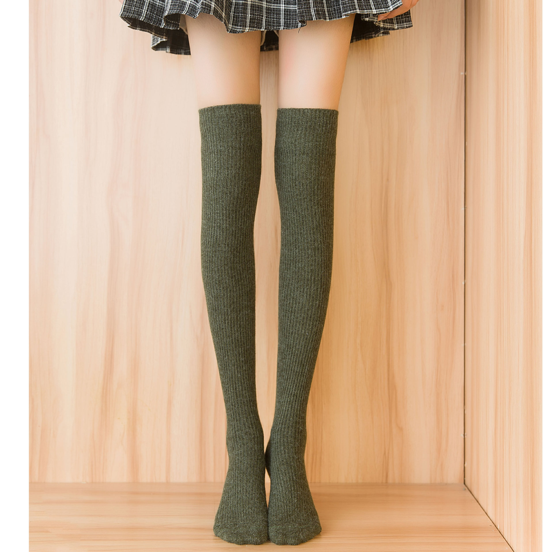 羊毛长腿袜子女过膝保暖加厚春秋长筒袜冬季袜子高筒长袜3268