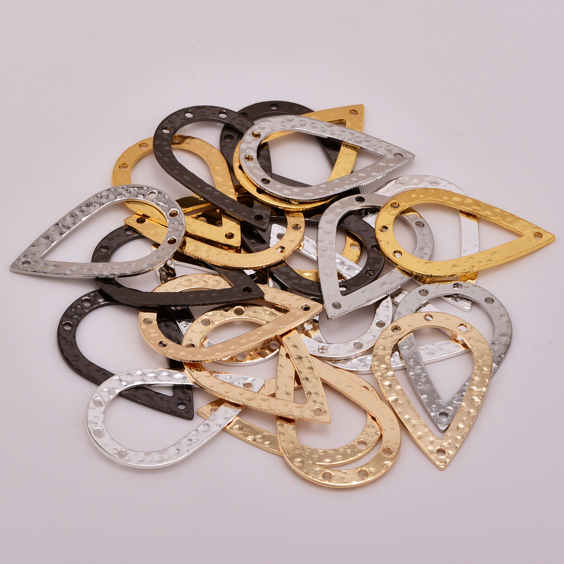 水滴多孔连接铜片耳饰加工diy饰品铜配件 服饰箱包挂件