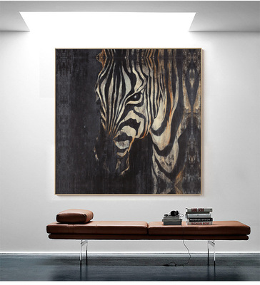 黑白斑马 现代简约斑马两联客厅装饰画玄关挂画壁画餐厅样板房画