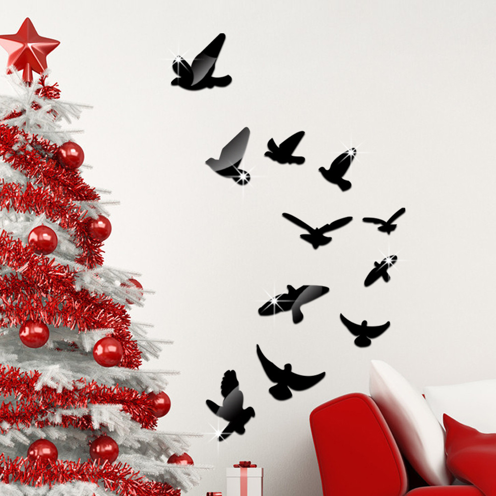 ebay爆款飞翔的小鸟镜面墙贴客厅家居装饰亚克力镜面墙贴ac37245