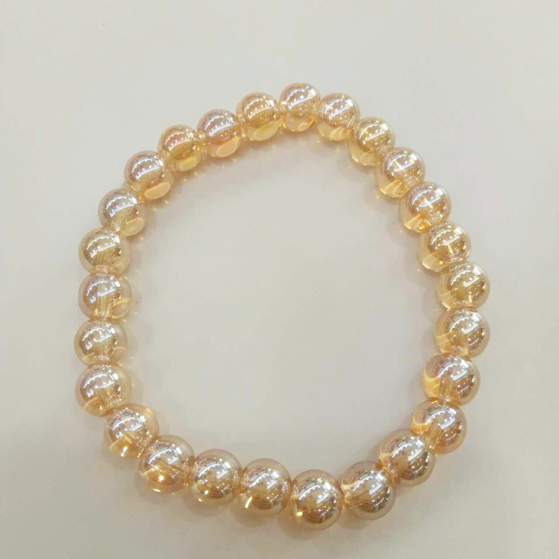 厂家直销香槟手链手工简约款香槟色水晶手串点赞保险活动促销礼品