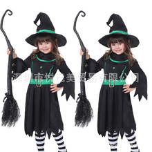 新款万圣节儿童服装表演演出服巫婆女巫cosplay服女童巫师公主裙
