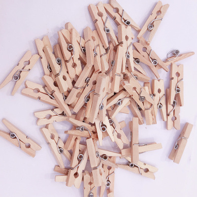 原木色环保小木夹 彩色木头夹子 diy夹麻绳相片木质工艺品批发