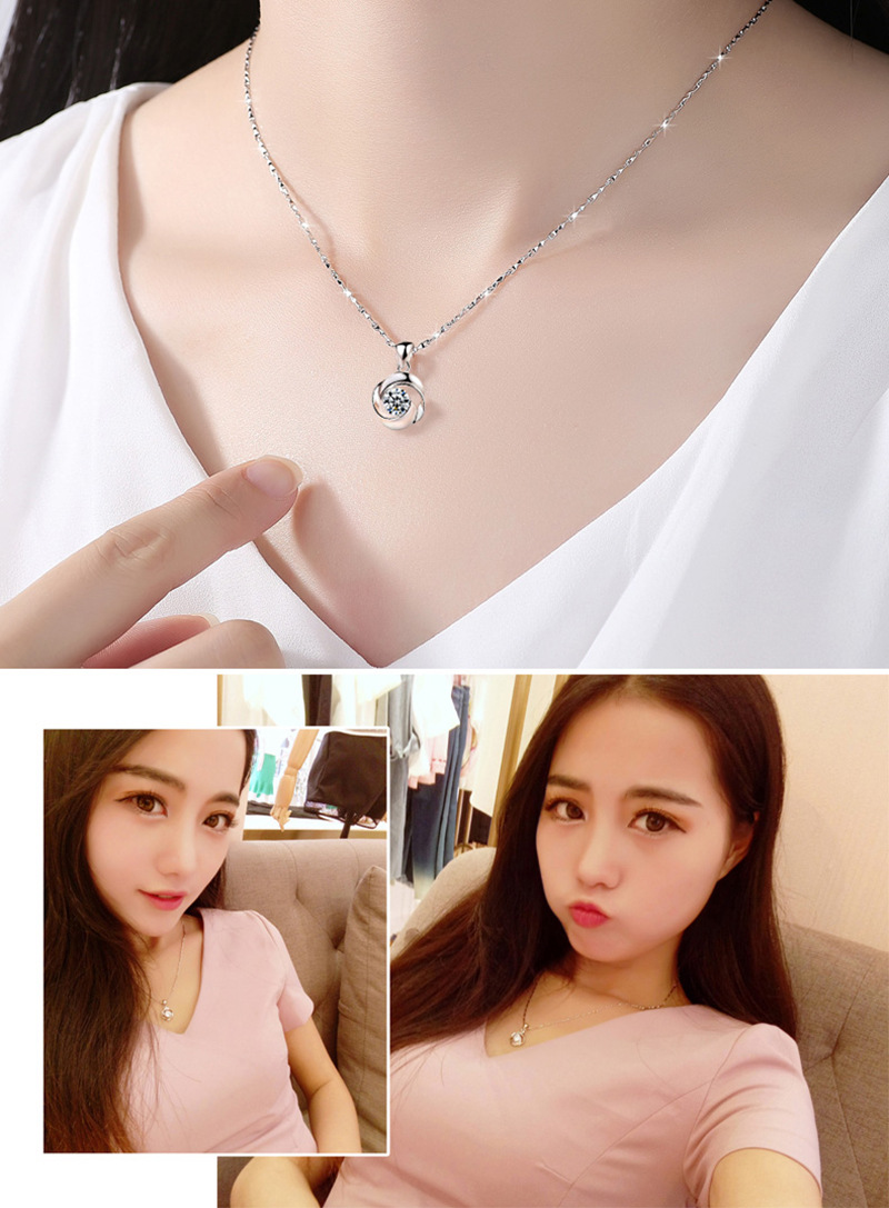 999纯银项链女生锁骨链日韩银饰品吊坠首饰送女朋友老婆生日礼物