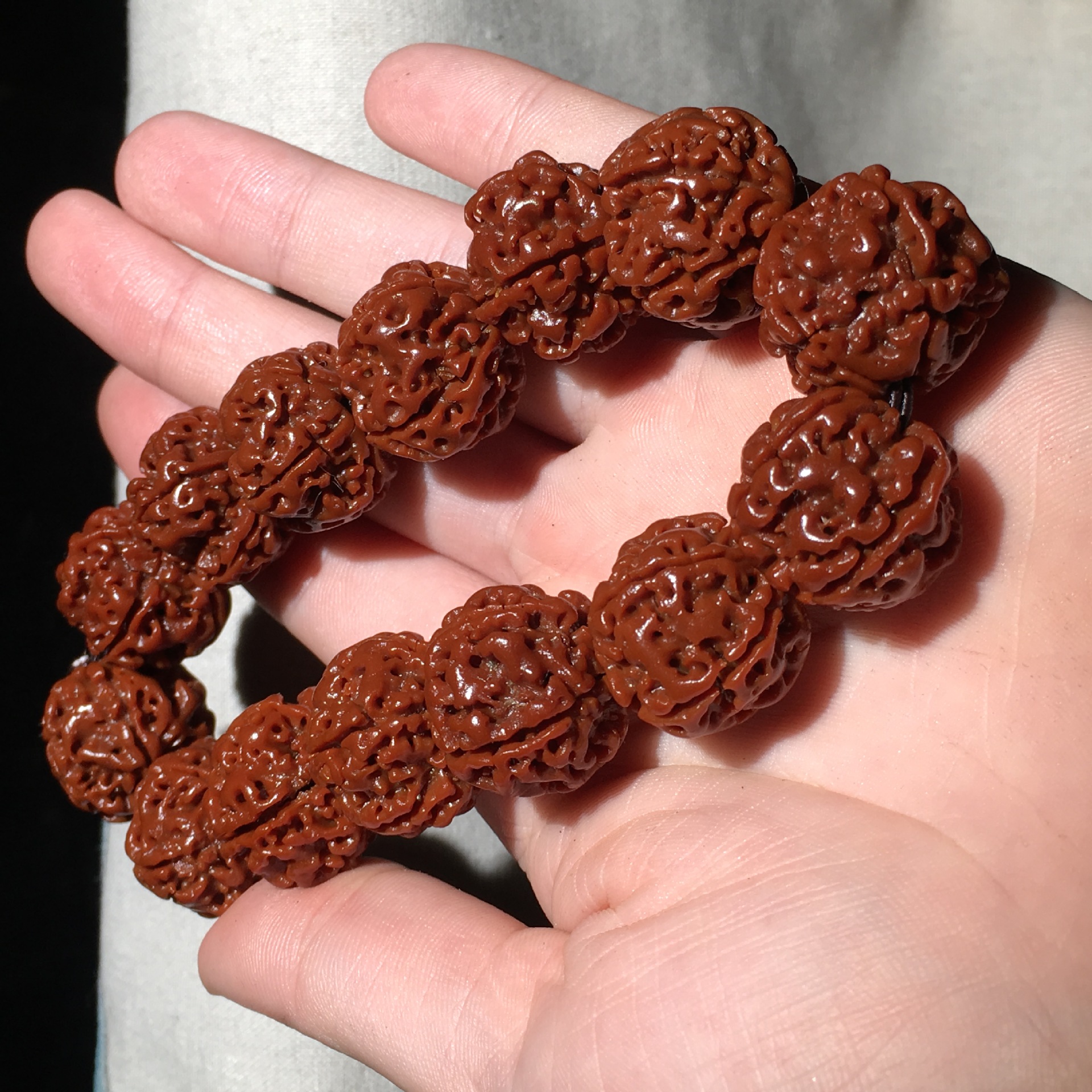 尼泊尔金刚菩提手串 机刷玉化包浆五瓣爆肉大金刚菩提子 佛珠批发