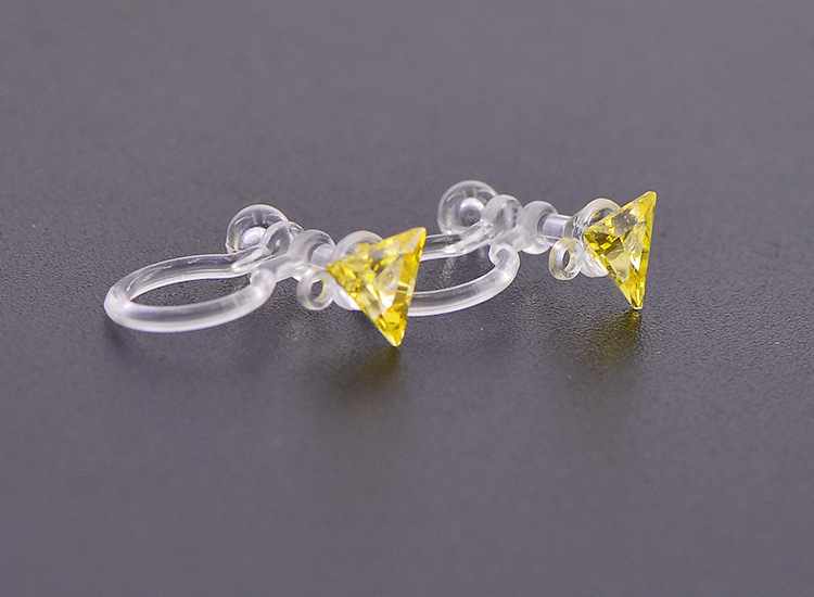 日韩式新款透明树脂耳夹 粘锆石带吊无耳洞无痛u形耳夹 diy配饰