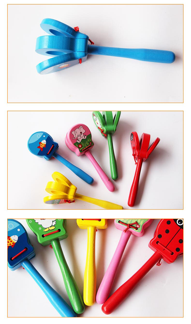 奥尔夫儿童打击乐器 儿童感官长柄响板 婴幼儿音乐玩具教具响板