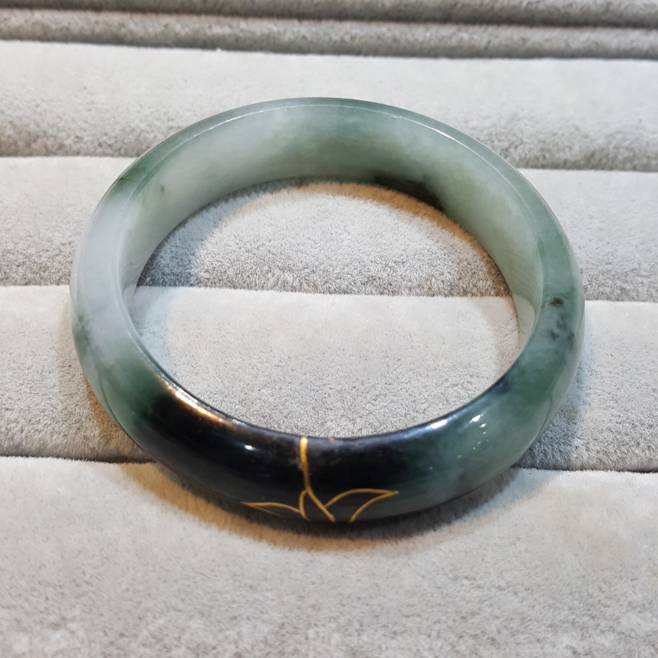 3-14-7.0(mm)金镶玉缅甸老坑种翡翠手镯