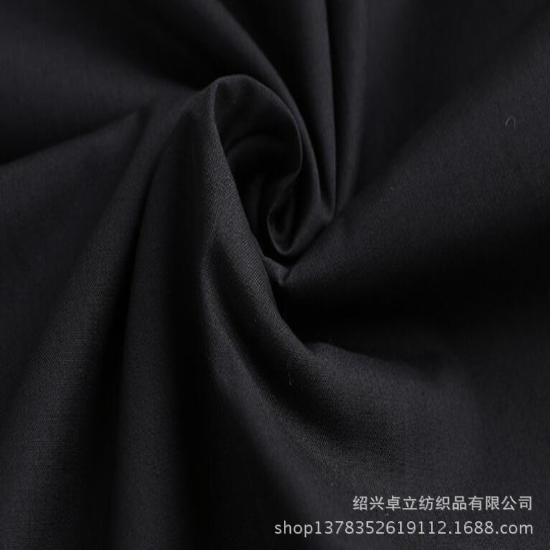 厂家批发黑色TC涤棉布 110*76平纹涤棉府绸 的确良布料 口袋布