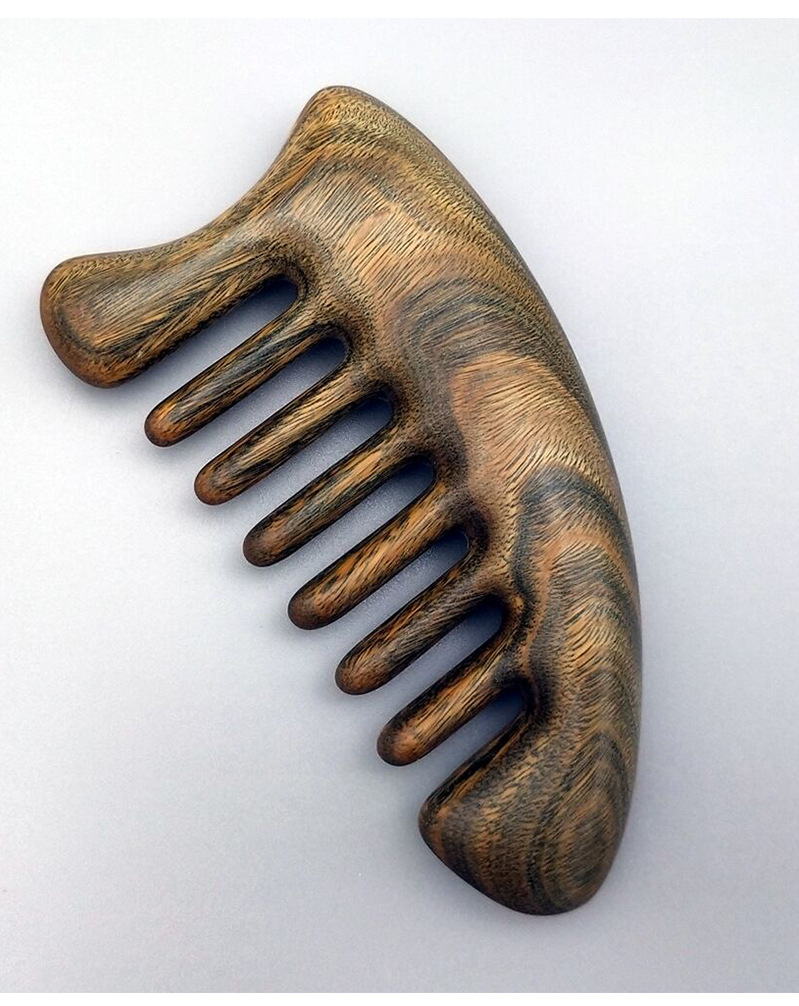 厂家直销时尚精美犀角紫檀梳 加厚宽齿木梳创意礼品送长辈口袋梳